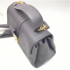 BOTTEGA VENETA LEATHER TOP HANDLE CROSSBODY BAG GRAY